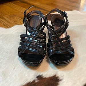 Black Strappy Wedges